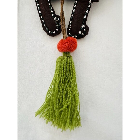 Handmade Indian Camel Ornaments Pair Embroidered Mirrorwork Beaded Tassel Decor - Picture 7 of 9